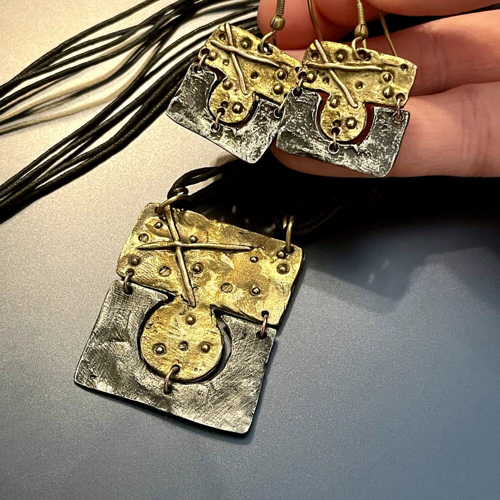 Modern Mixed Metal Artisan Jewelry Set - Picture 3 of 7